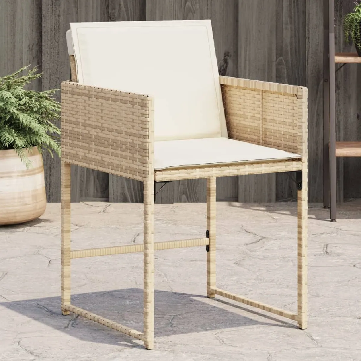 vidaXL Chaises de jardin avec coussins Résine tressée - vue 5