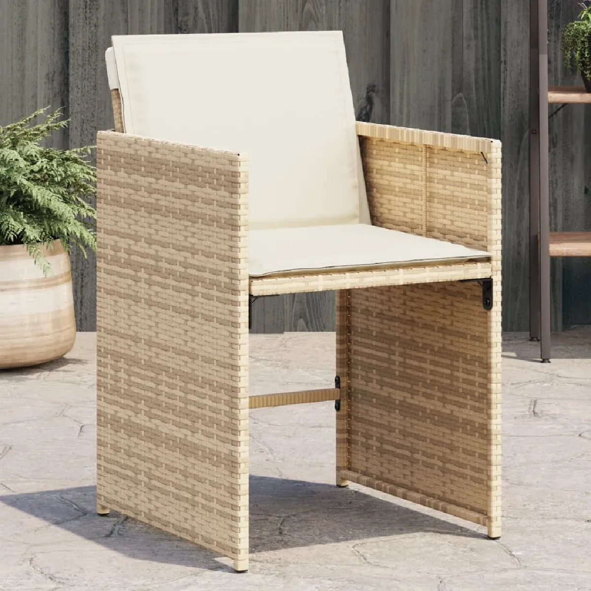 vidaXL Chaises de jardin avec coussins Résine tressée - vue 2