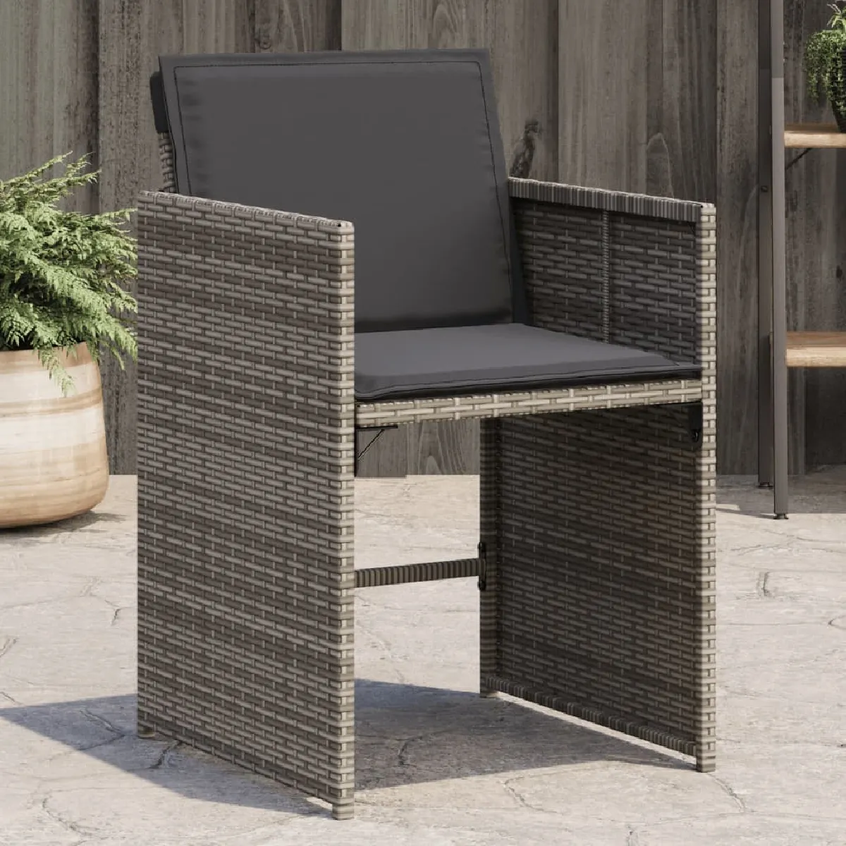 vidaXL Chaises de jardin avec coussins Résine tressée - vue 7