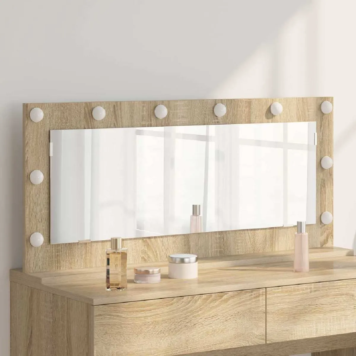 vidaXL Miroir de Vanity Chêne Sonoma Panneau de particules Verre - vue 2