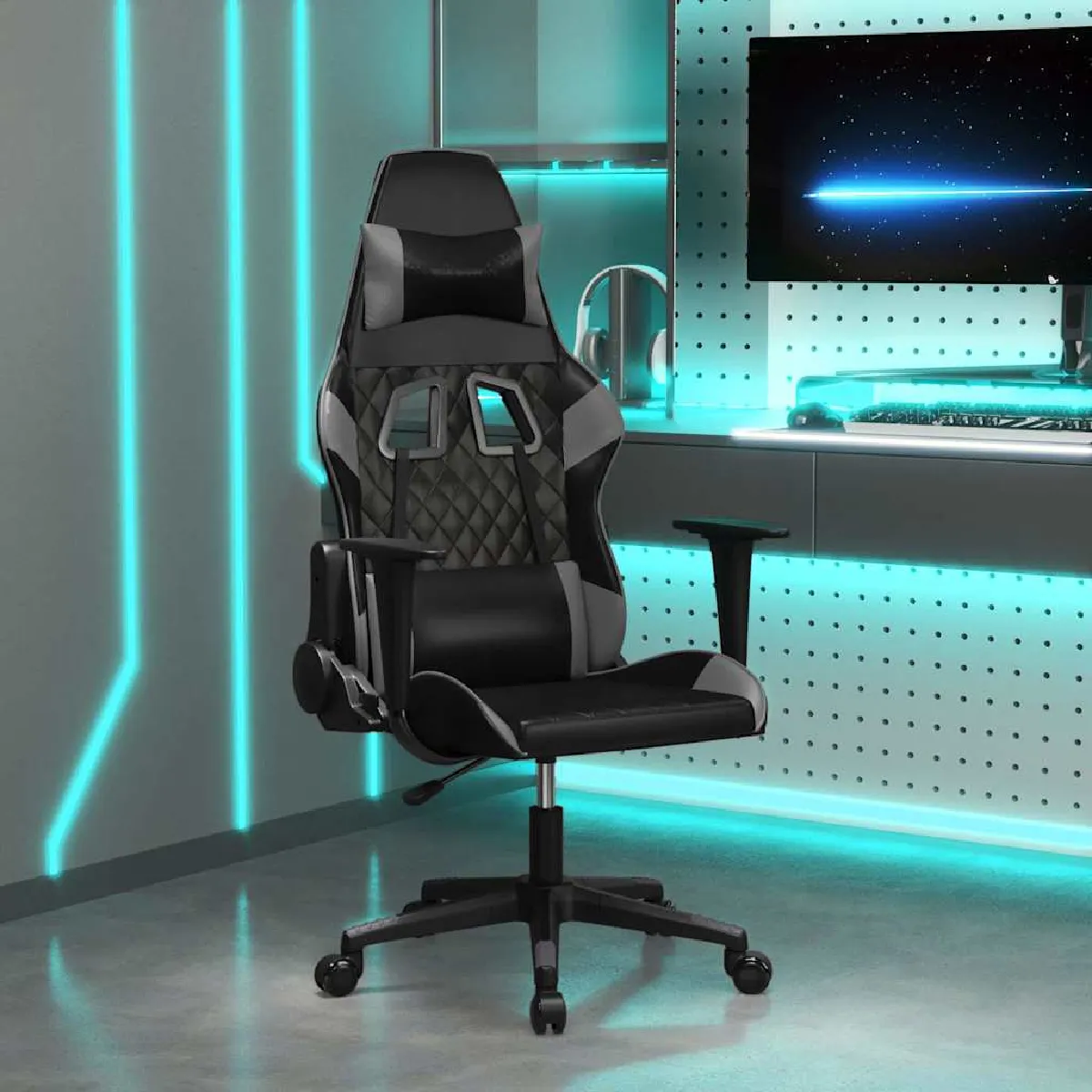 Vidaxl Noir/Gris Chaise De Jeu De Massage Et Similicuir
