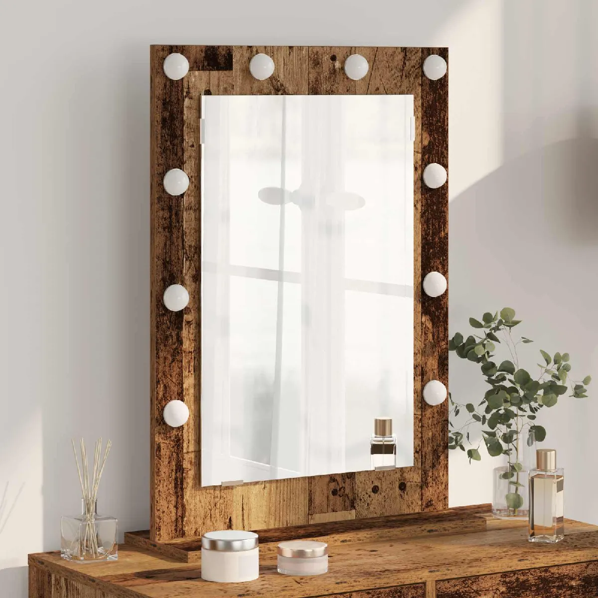 vidaXL Miroir de vanité Chêne de Sonoma MDF Verre 70 x 50 x 18 cm - vue 2