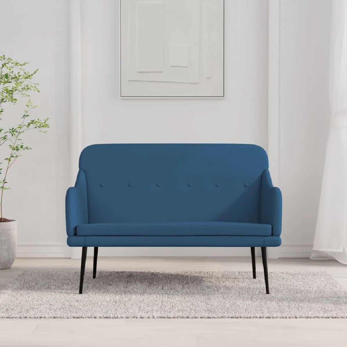 Vidaxl Bleu Banc 110X76x80 Cm Tissu