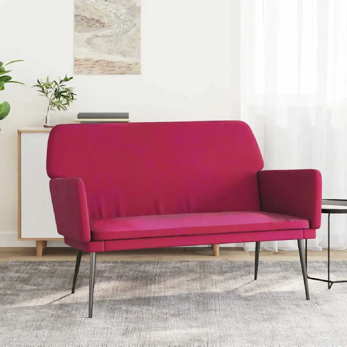 Vidaxl Rouge Banc Bordeaux 108X79x79 Cm Velours