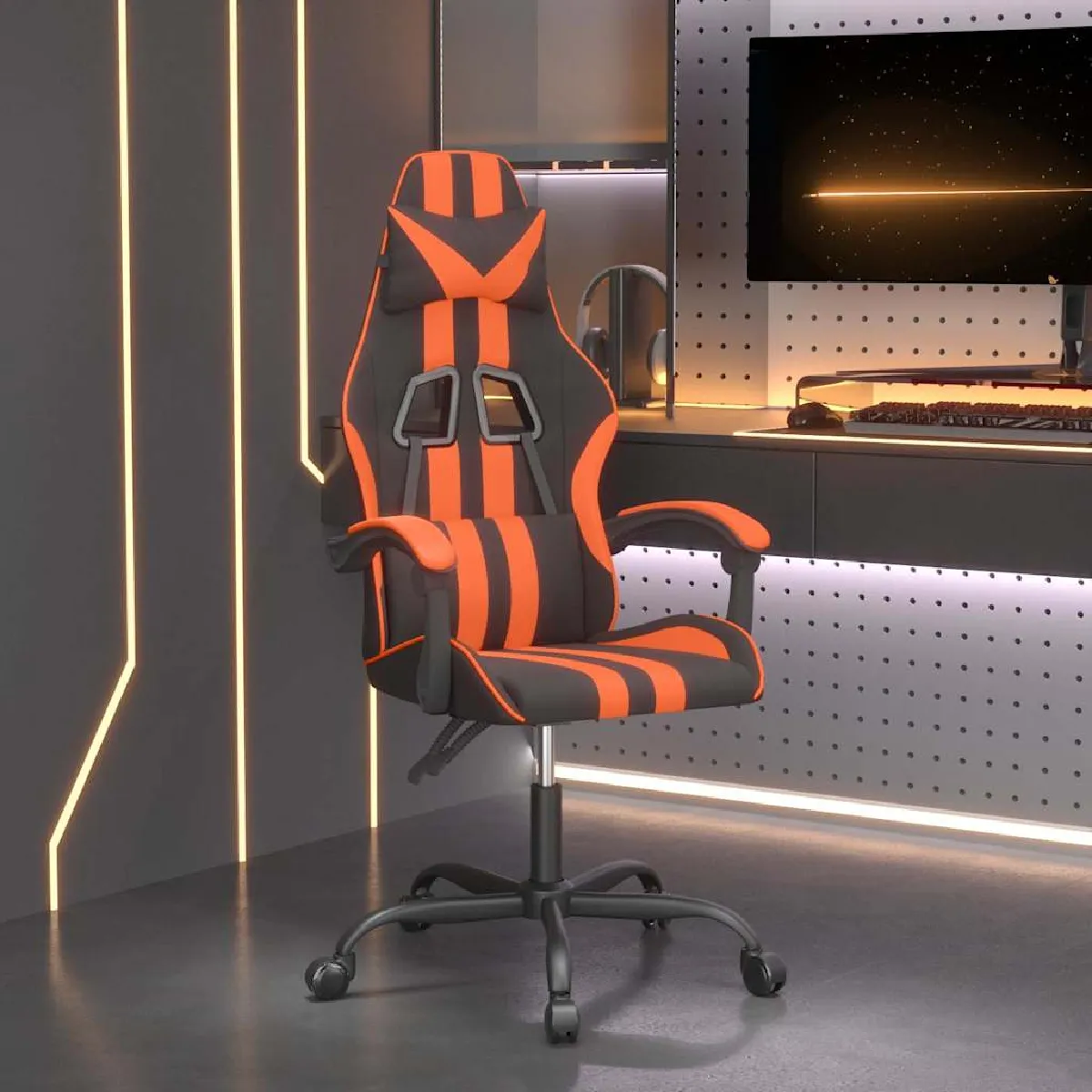 Vidaxl Noir/Orange Chaise De Jeu Pivotante Et Similicuir