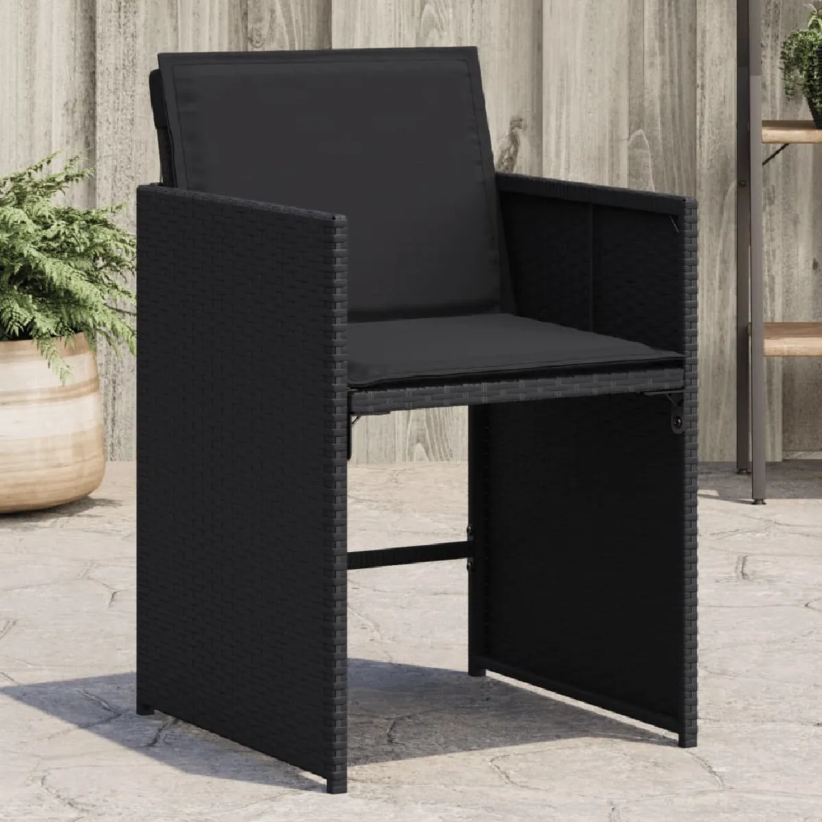 vidaXL Chaises de jardin avec coussins Résine tressée - vue 3