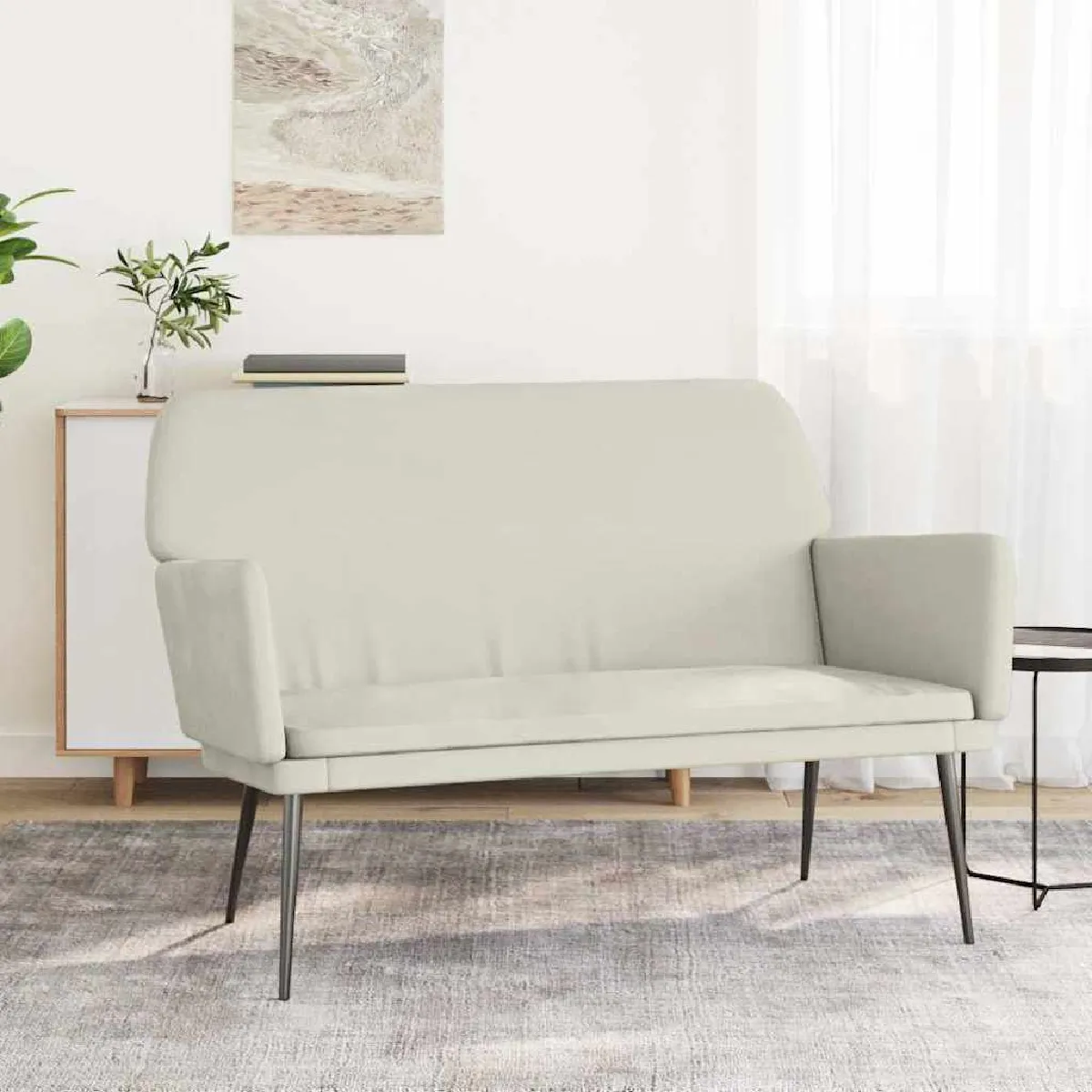 Vidaxl Banc Crème 108X79x79 Cm Velours - Image 3