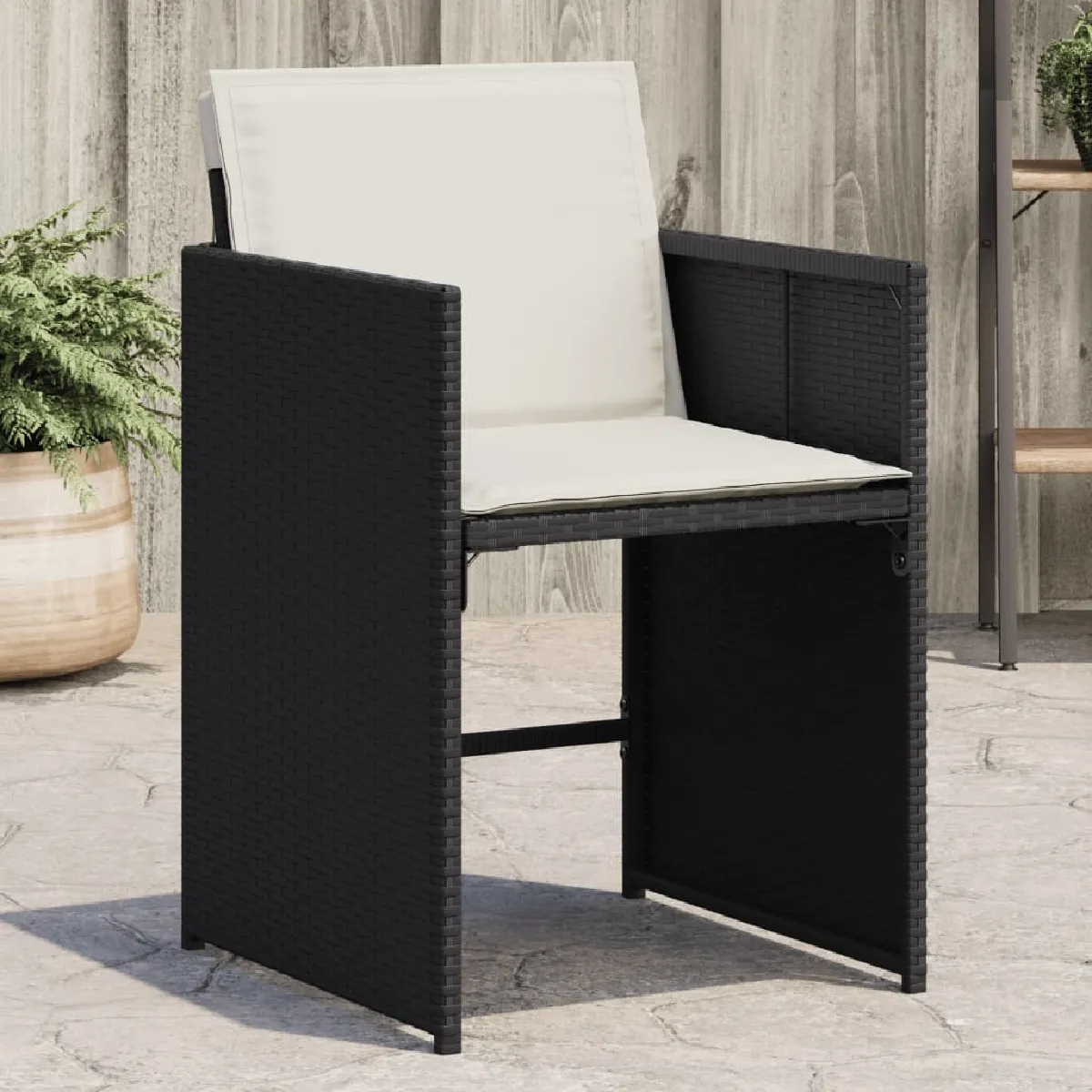 vidaXL Chaises de jardin avec coussins Résine tressée