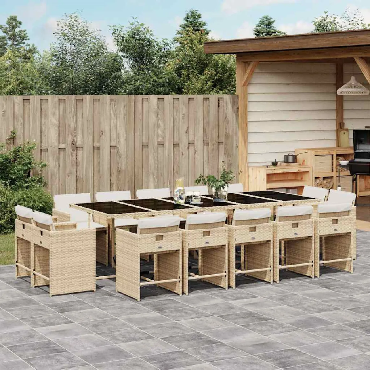 Ensemble à manger de jardin vidaXL 15 pcs Résine tressée - vue 2