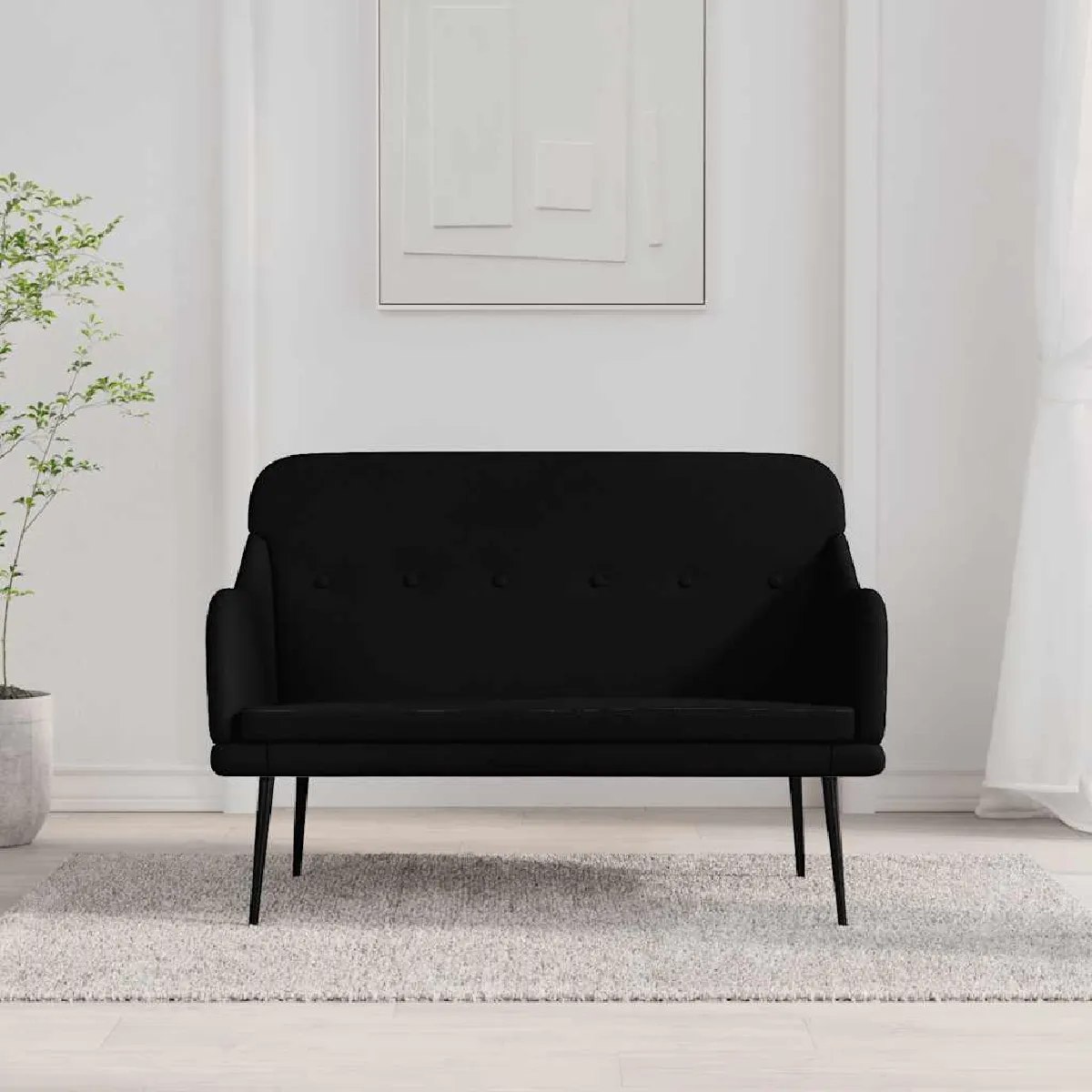 vidaXL Banc Noir 110x76x80 cm Tissu