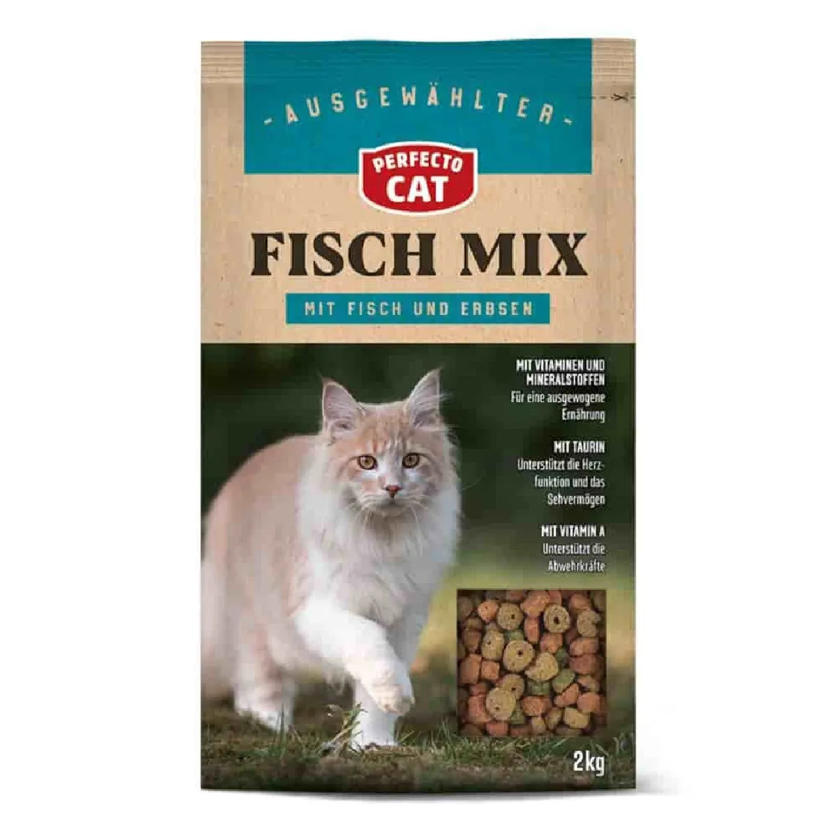 Croquettes chat poisson 2kg, nourriture pour chat, mélange de poisson classique
