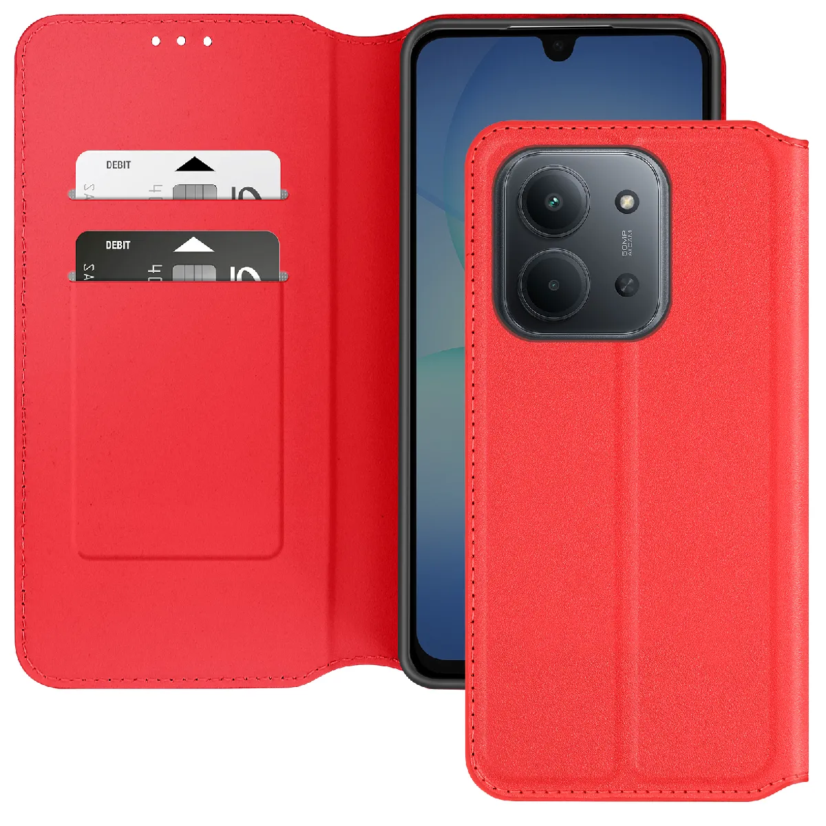 Avizar Rouge Étui Portefeuille Redmi 15C
