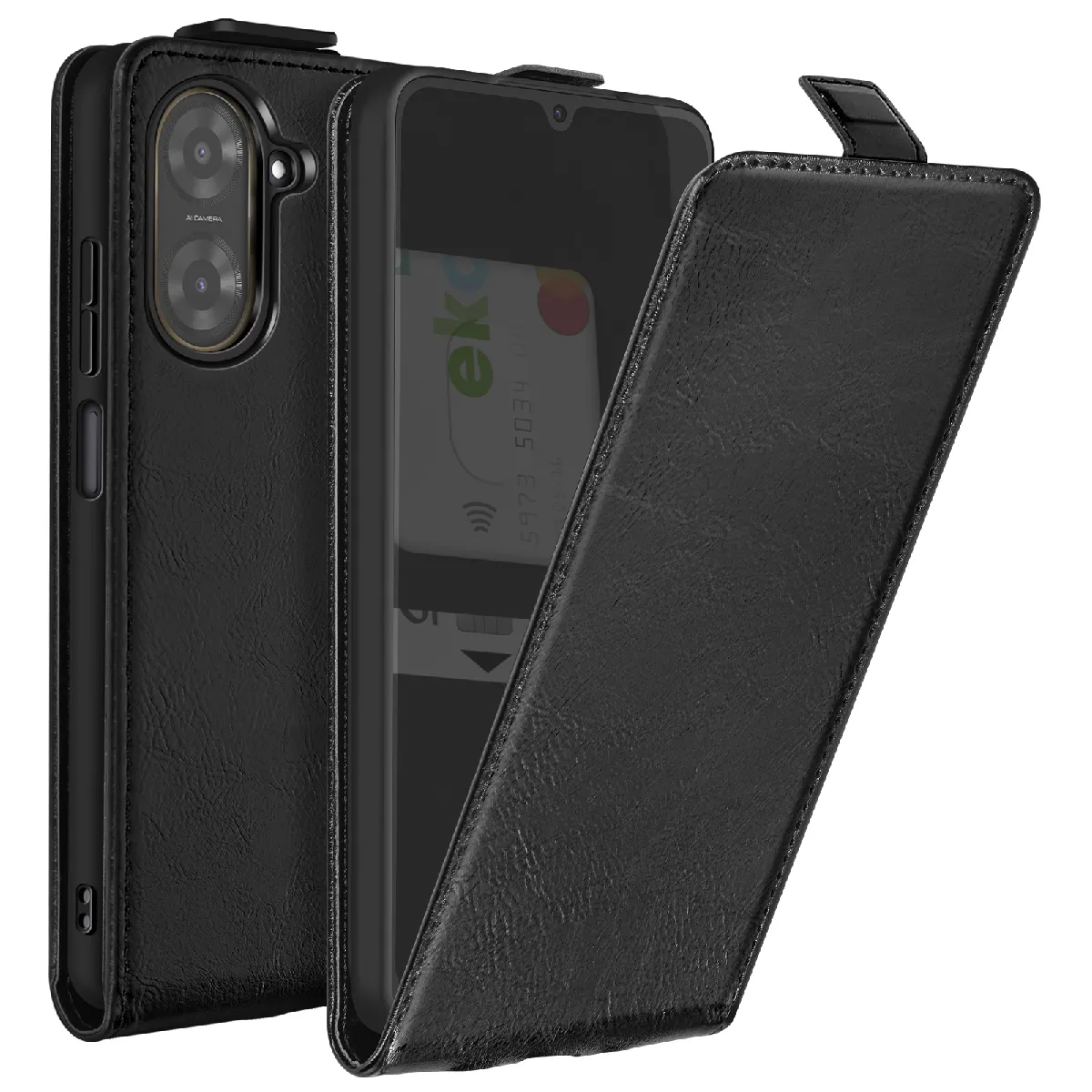 Avizar - Housse à clapet vertical - Xiaomi Redmi A5 - Cuir - Noir - Image 2