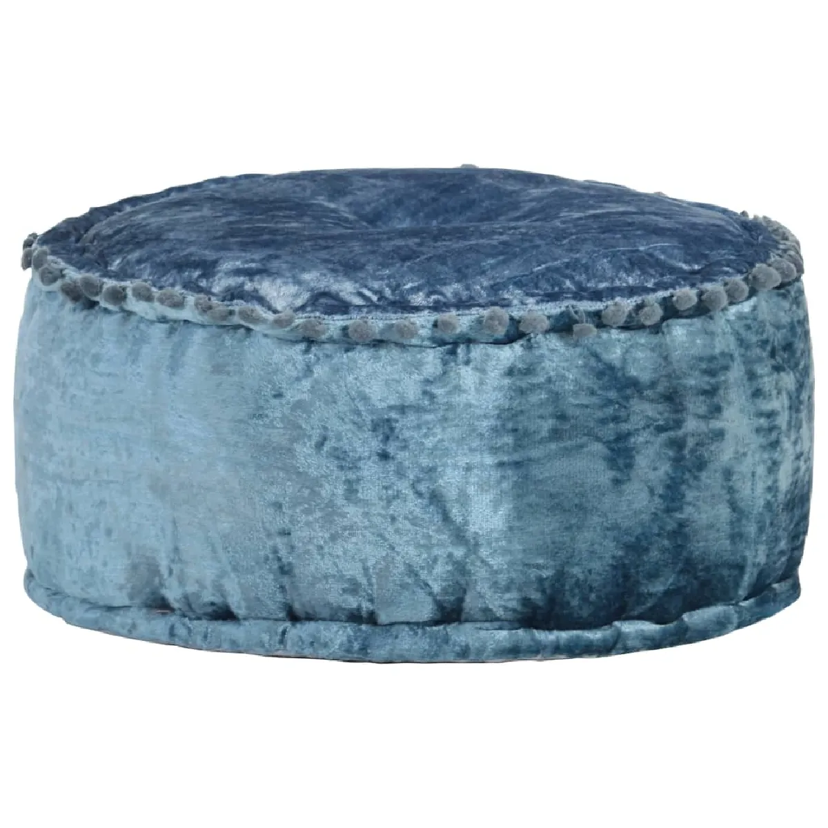 Decoshop26 Pouf rond en velours - Bleu Decoshop26 Pouf rond en velours - Bleu