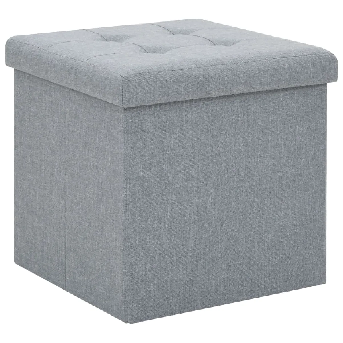 Tabouret assise pouf avec espace de rangement pliable en MDF et faux lin gris DEC026346 Tabouret assise pouf avec espace de rangement pliable en MDF et faux lin gris DEC026346