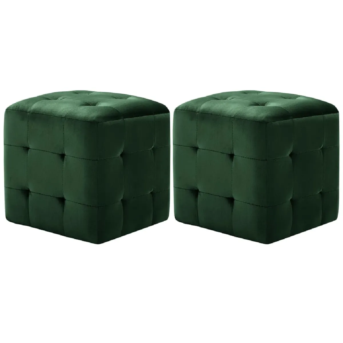 Decoshop26 Lot de 2 tabourets poufs velours - Vert Decoshop26 Lot de 2 tabourets poufs velours - Vert