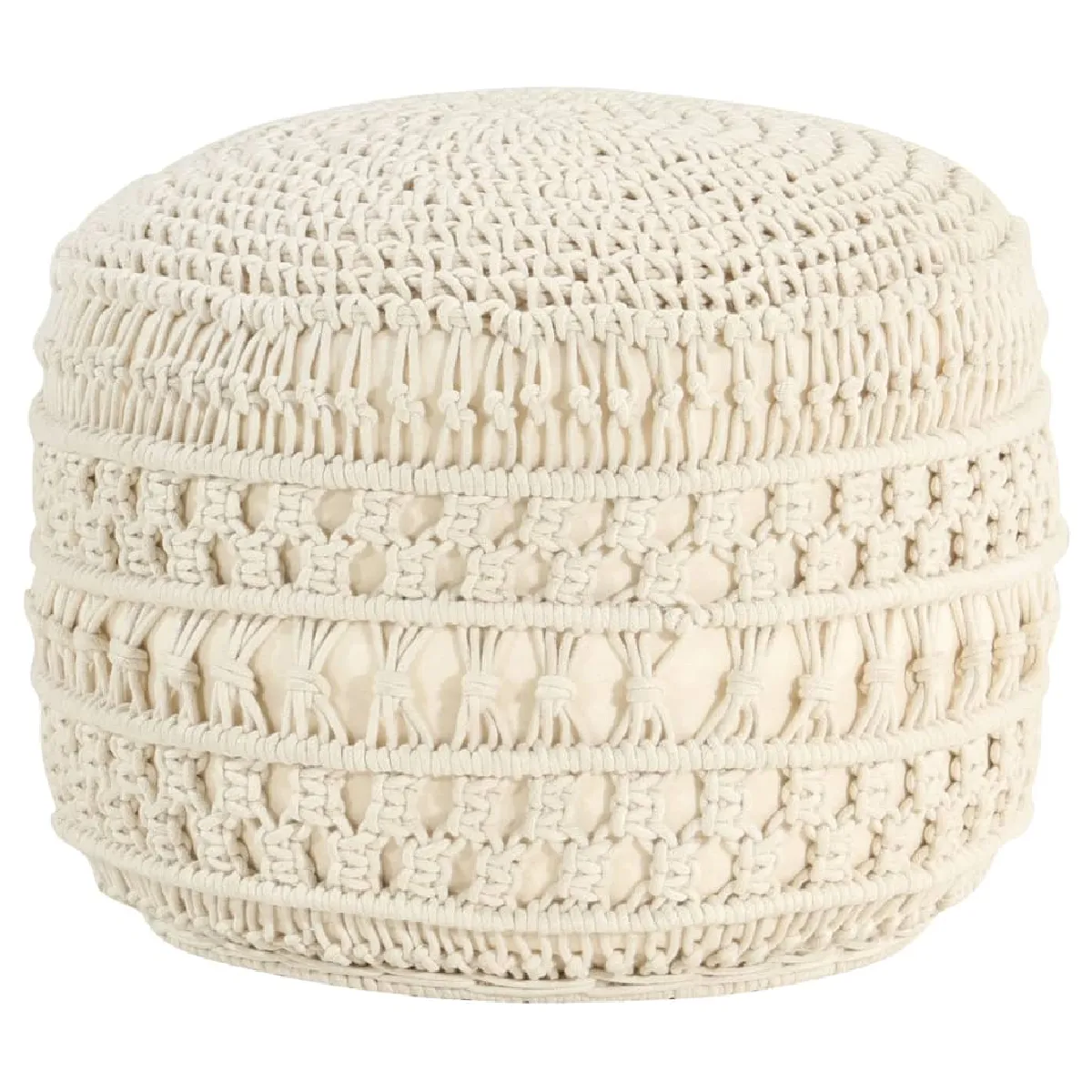 Pouf tabouret repose-pied fait cordes tressées à la main 45 x 30 cm coton beige DEC029982 Pouf tabouret repose-pied fait cordes tressées à la main 45 x 30 cm coton beige DEC029982