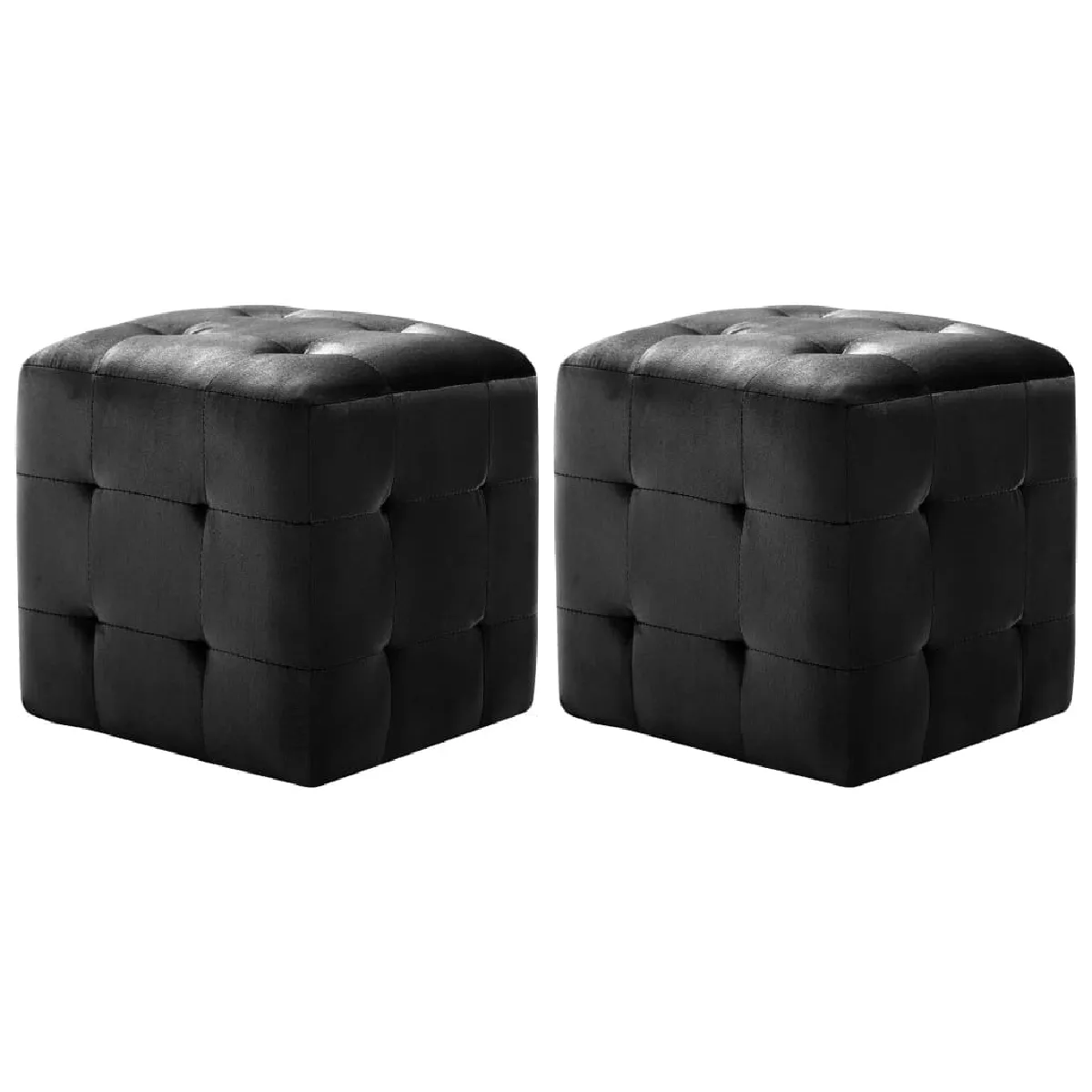 Decoshop26 Lot de 2 tabourets poufs velours - Noir Decoshop26 Lot de 2 tabourets poufs velours - Noir
