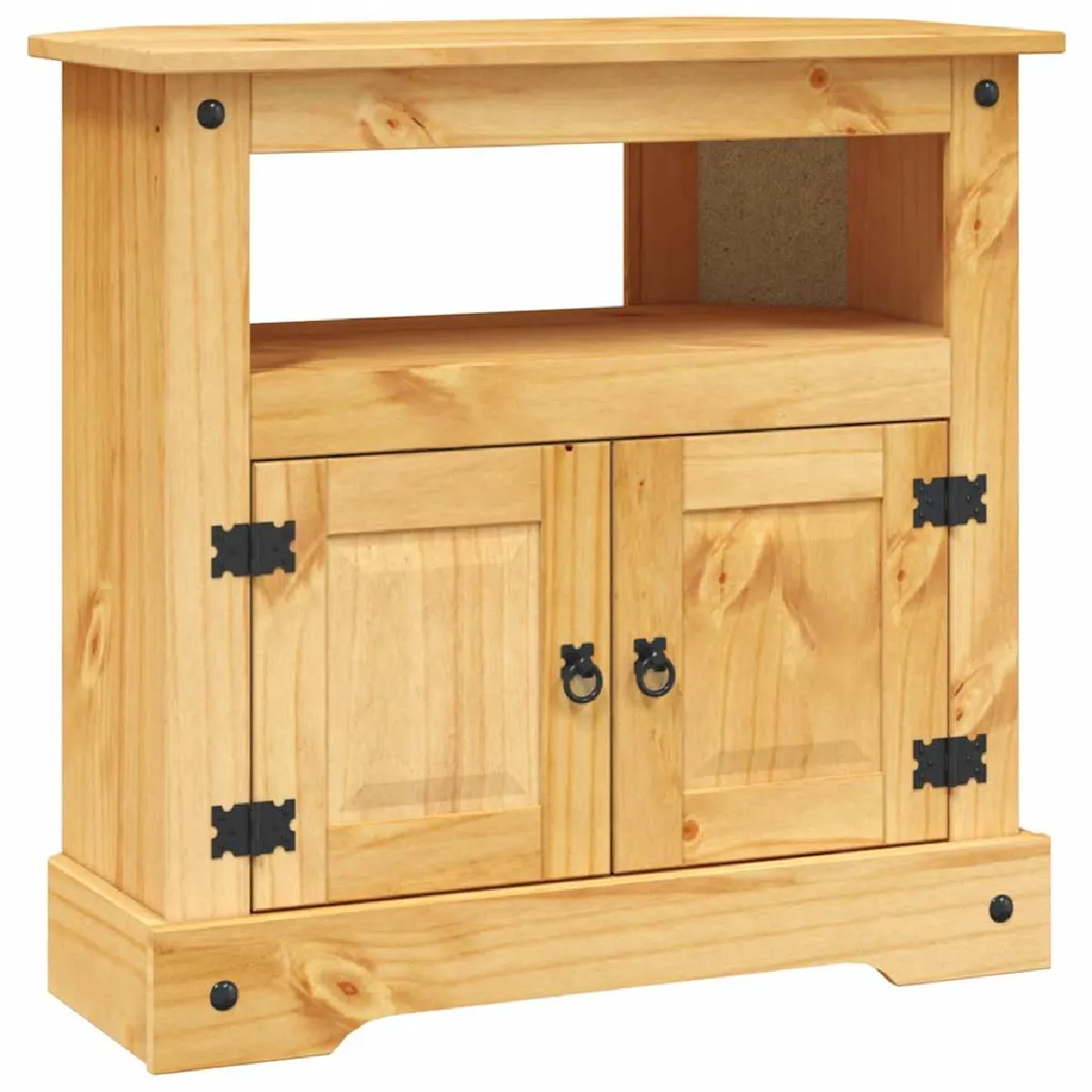 Meuble TV console avec une armoire et un compartiment 80 x 43 x 78 cm bois de pin massif DEC031991 Meuble TV console avec une armoire et un compartiment 80 x 43 x 78 cm bois de pin massif DEC031991
