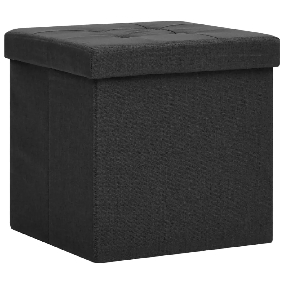 Tabouret assise pouf de rangement 38 x 38 x 38 cm pliable en tissu noir DEC026351 Tabouret assise pouf de rangement 38 x 38 x 38 cm pliable en tissu noir DEC026351