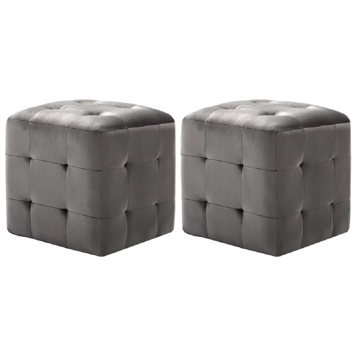 Decoshop26 Lot de 2 tabourets poufs - Gris Decoshop26 Lot de 2 tabourets poufs - Gris