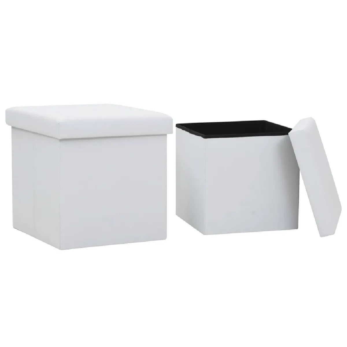 Decoshop26 lot de 2 tabourets coffres - Blanc