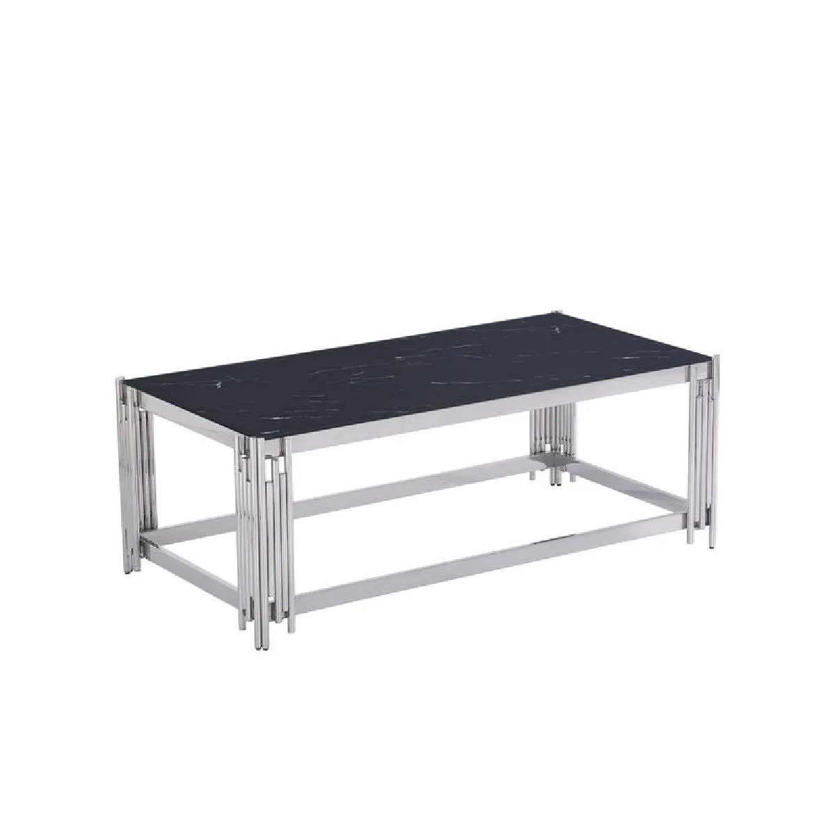 Meilleurs prix pour Table Basse FLUTE Chrome et plateau en verre 120x60x45 cm