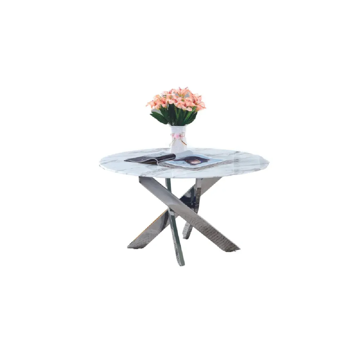 Comparer les prix de Table basse ronde JESSY pieds chrome et plateau en verre 80 cm