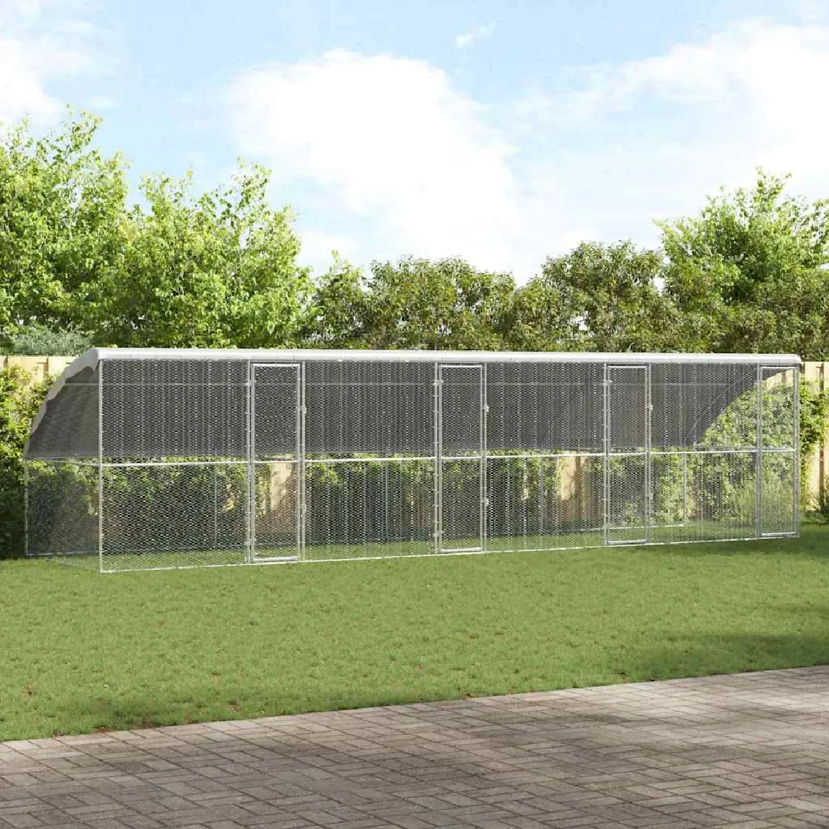 vidaXL Cage à poules 800 x 200 x 198.5 cm Acier galvanisé