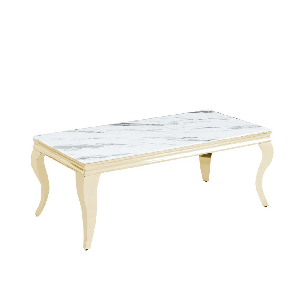 Comparer les prix de Table basse BAROQUE Gold 120x60x45 cm - Plateau Marbré blanc