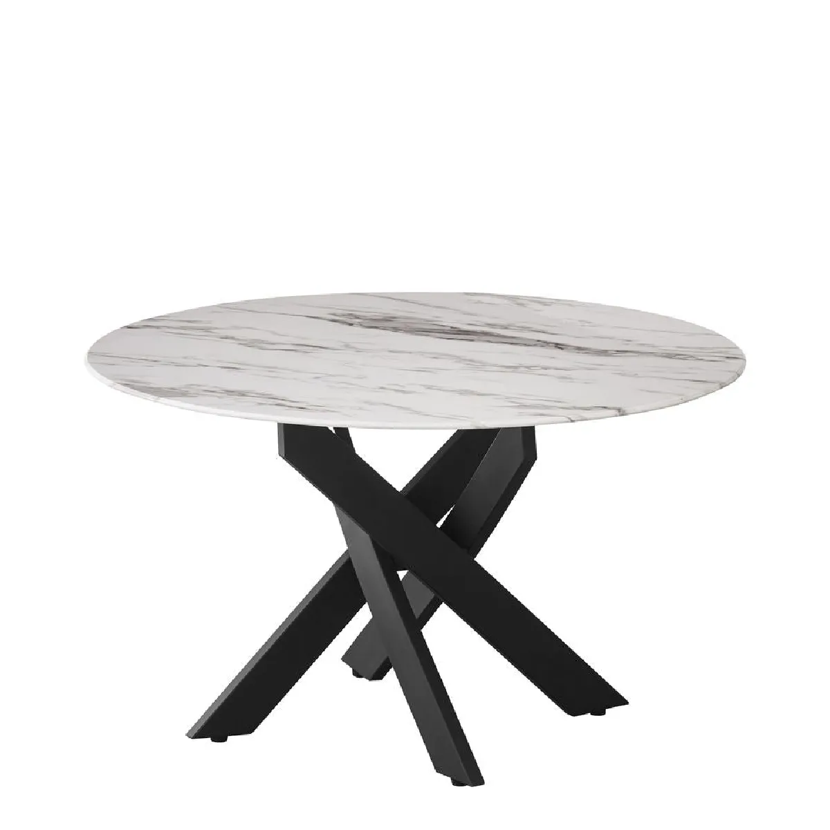 Comparer les prix de Table basse ronde JESSY pieds métal noir et plateau en verre 80 cm