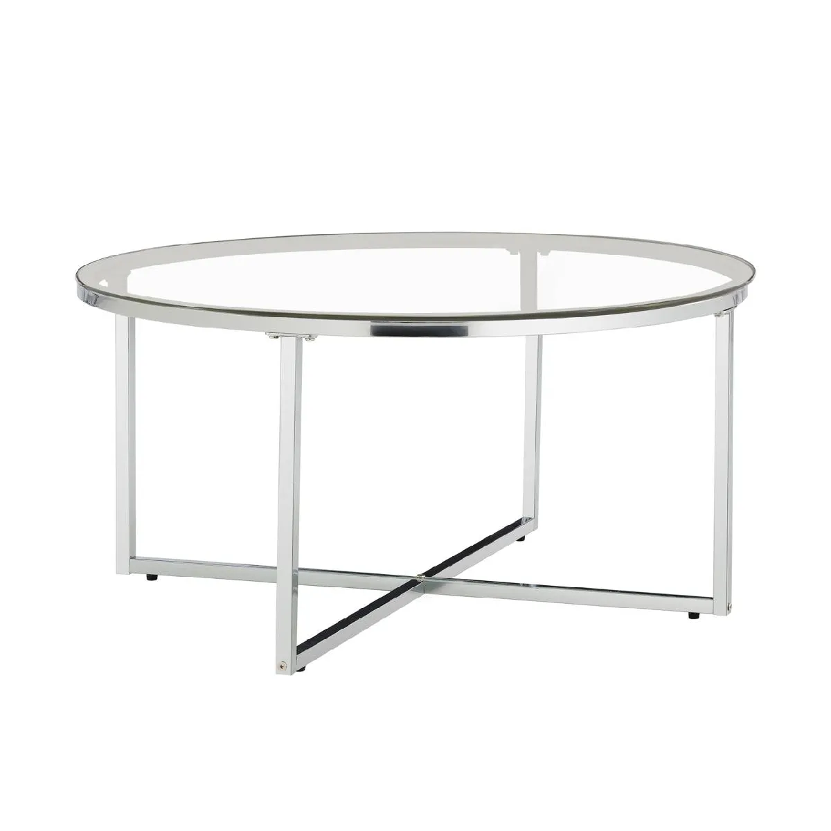 Comparer les prix de Table basse ronde LORIE chrome plateau en verre D90 cm