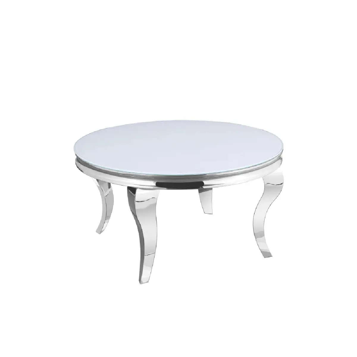 Comparer les prix de Table basse ronde baroque chrome et plateau en verre de 80 cm