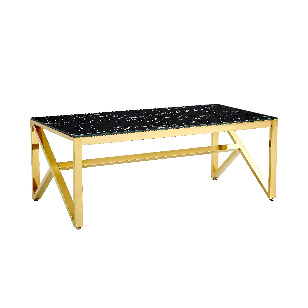 Comparer les prix de Table Basse MAJESTIQUE Gold et plateau en verre 120x60x45cm