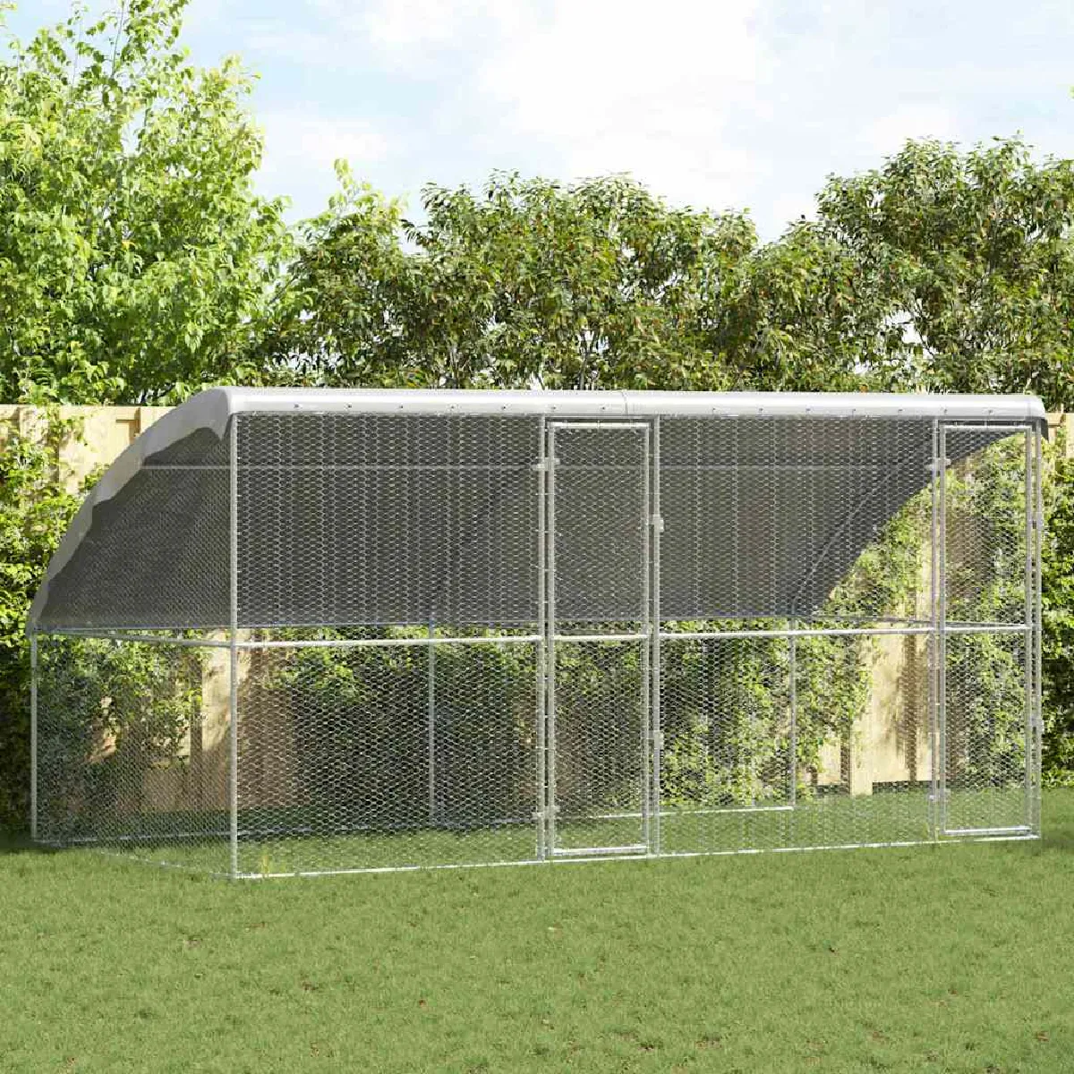 vidaXL Cage à poules 400 x 200 x 198.5 cm Acier galvanisé