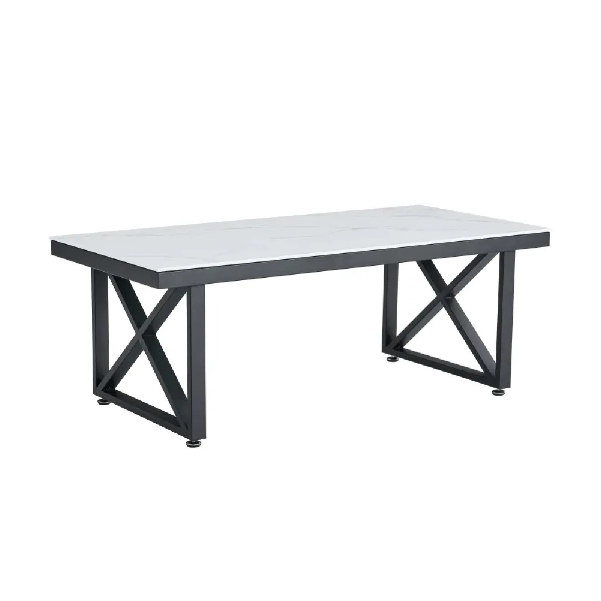 Comparer les prix de Table basse Deluxe LEVANTO structure métal noir plateau en verre 120x60 cm