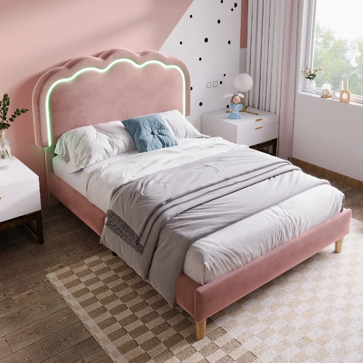 Lit simple 90x190 cm Lit enfant - Rose Lit simple 90x190 cm Lit enfant - Rose