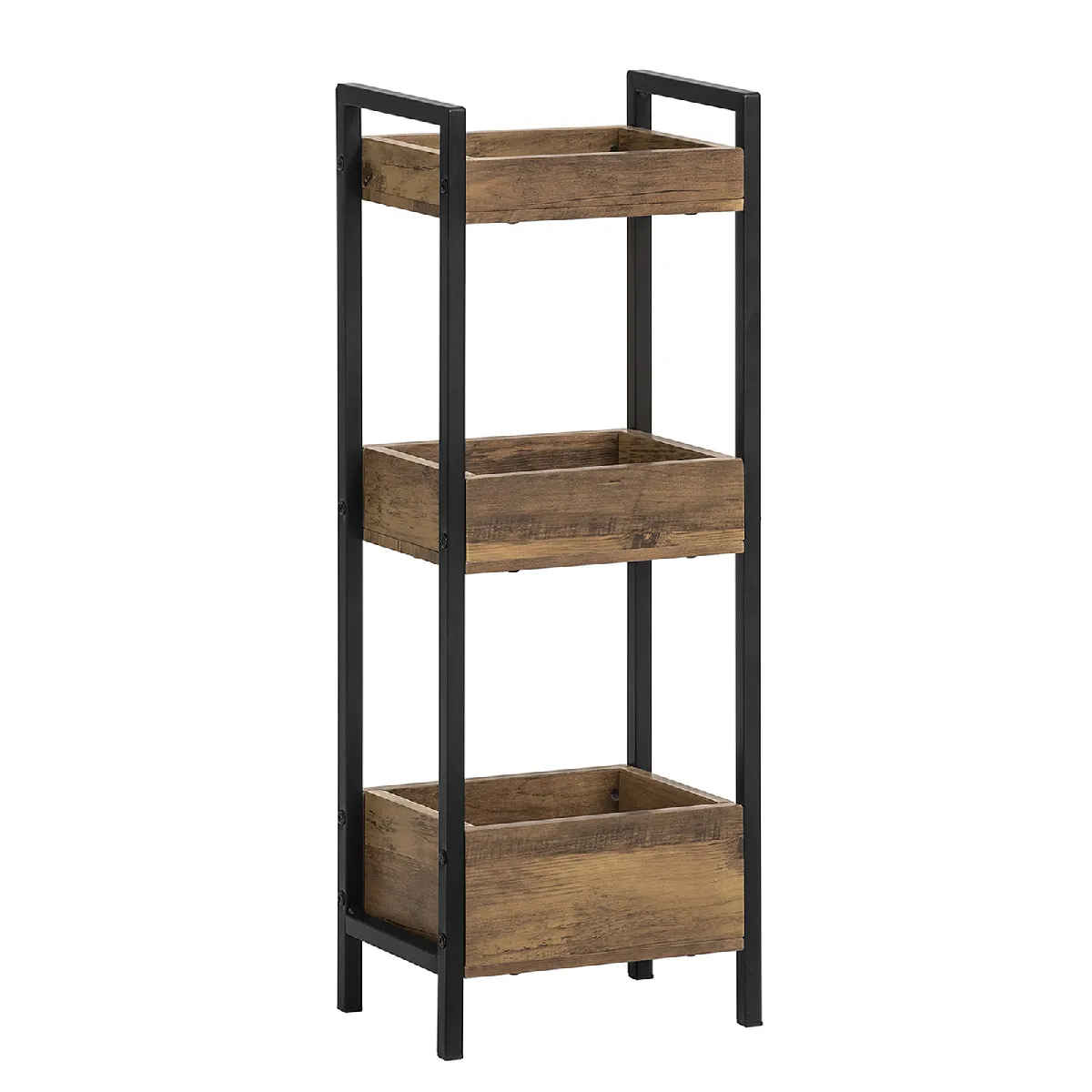 SoBuy Étagère pour Salle de Bain avec 3 Paniers, Rangement Serviettes de Douche