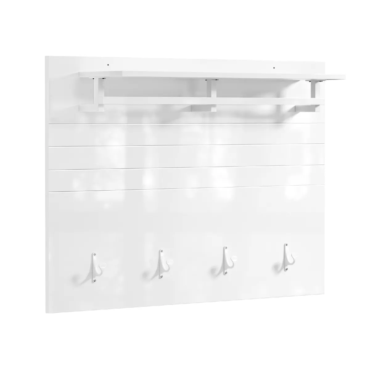 SoBuy FHK36-W Porte-manteau Mural, Porte-manteau d'Entrée, Patères avec Étagère Suspendue, avec 4 crochets et 1 étagère