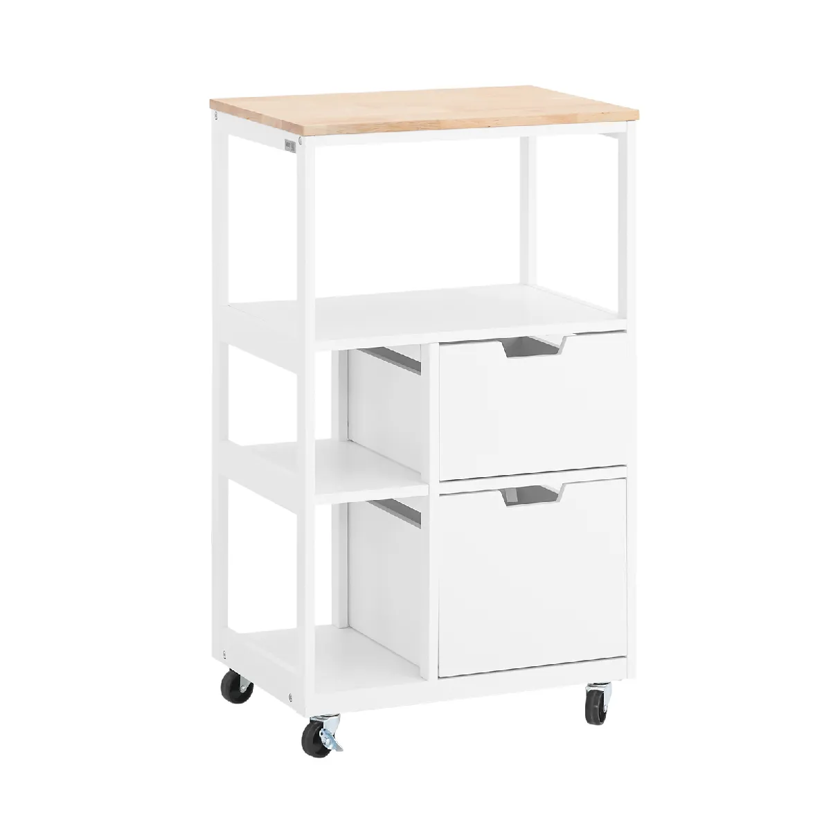 SoBuy FKW111-WN Desserte de Cuisine à roulettes îlot de Cuisine Chariot de Service Buffet avec 2 Tiroirs et 3 Etagères