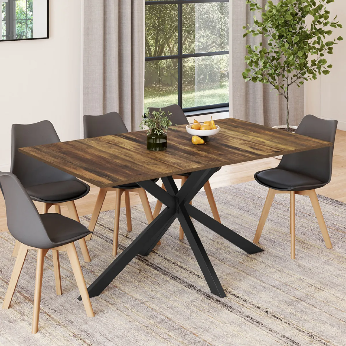 Idmarket Noir Table À Manger Rectangle Alix
