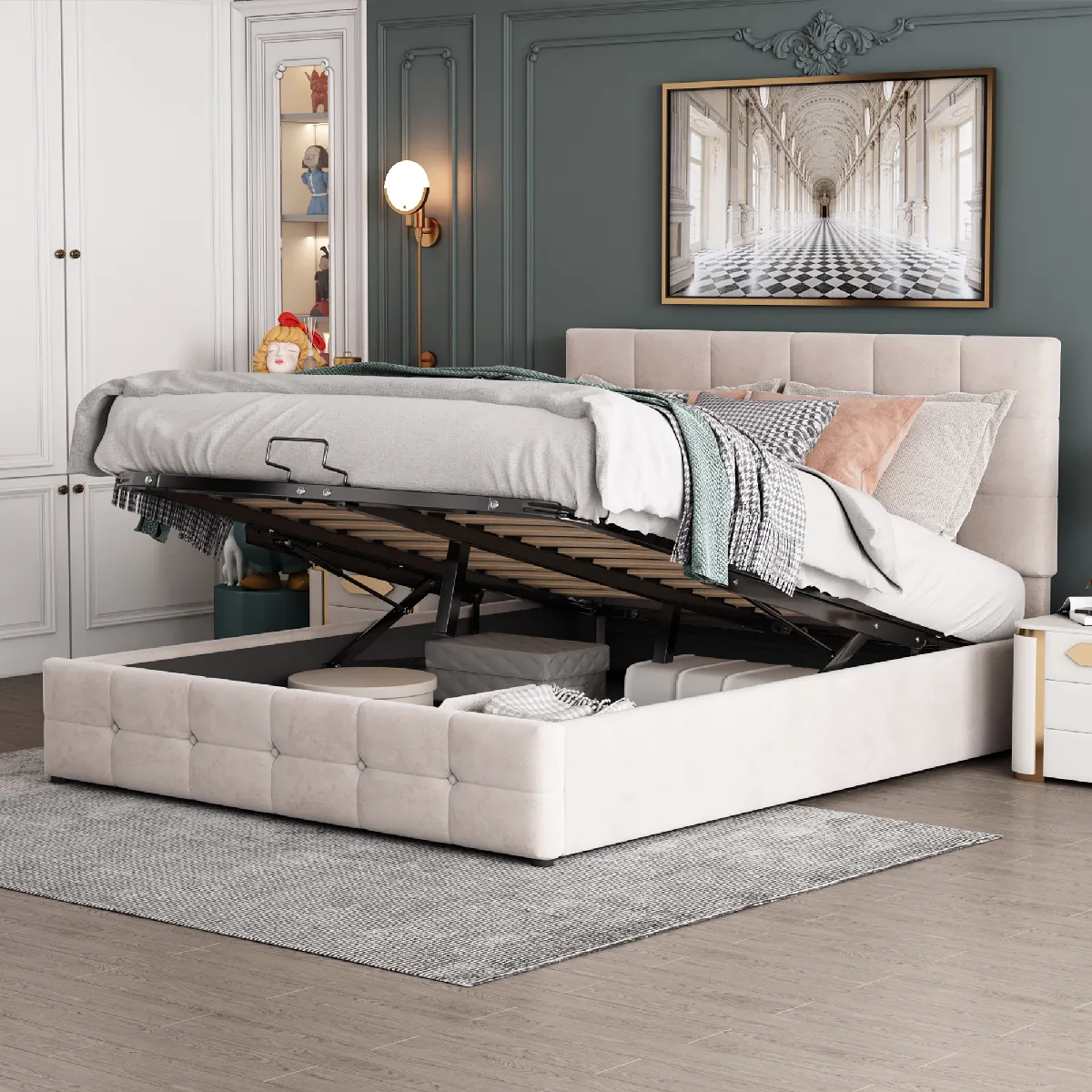 Lit coffre 140x200 cm Lit adulte double - Blanc Lit coffre 140x200 cm Lit adulte double - Blanc