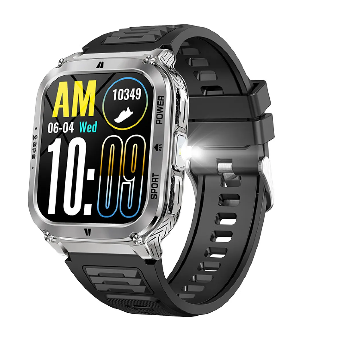 Montre connectée NX30 - Appels Bluetooth, GPS, Lampe torche, Étanche - Argenté