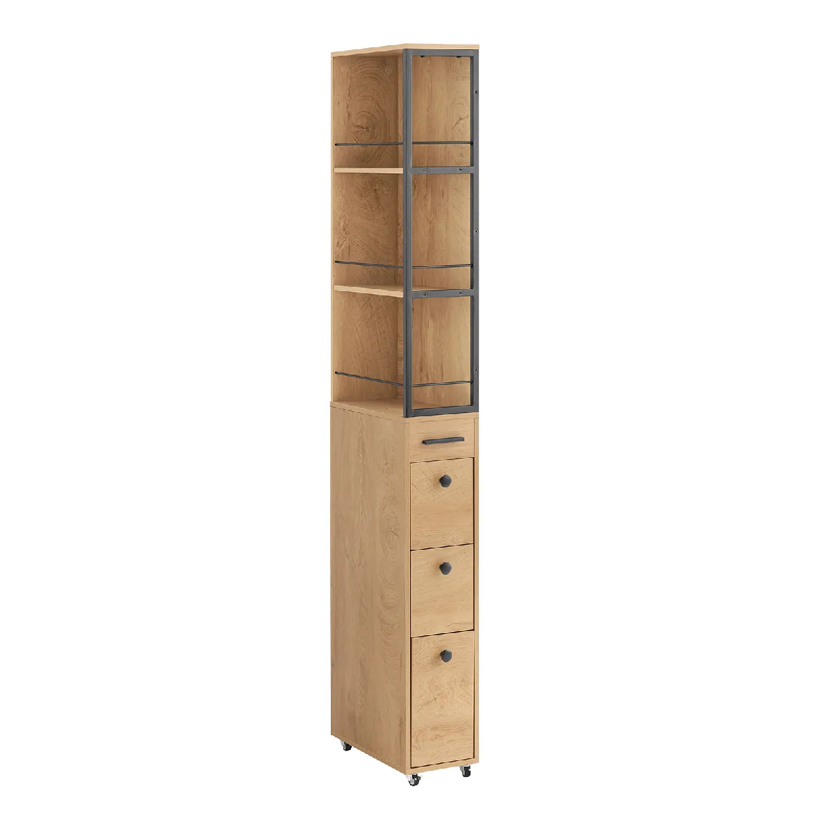 SoBuy NSR13-N Meuble Colonne, Armoire Haute à roulettes, Meuble de Rangement Étroit avec 3 Étages et 3 Tiroirs SoBuy NSR13-N Meuble Colonne, Armoire Haute à roulettes, Meuble de Rangement Étroit avec 3 Étages et 3 Tiroirs