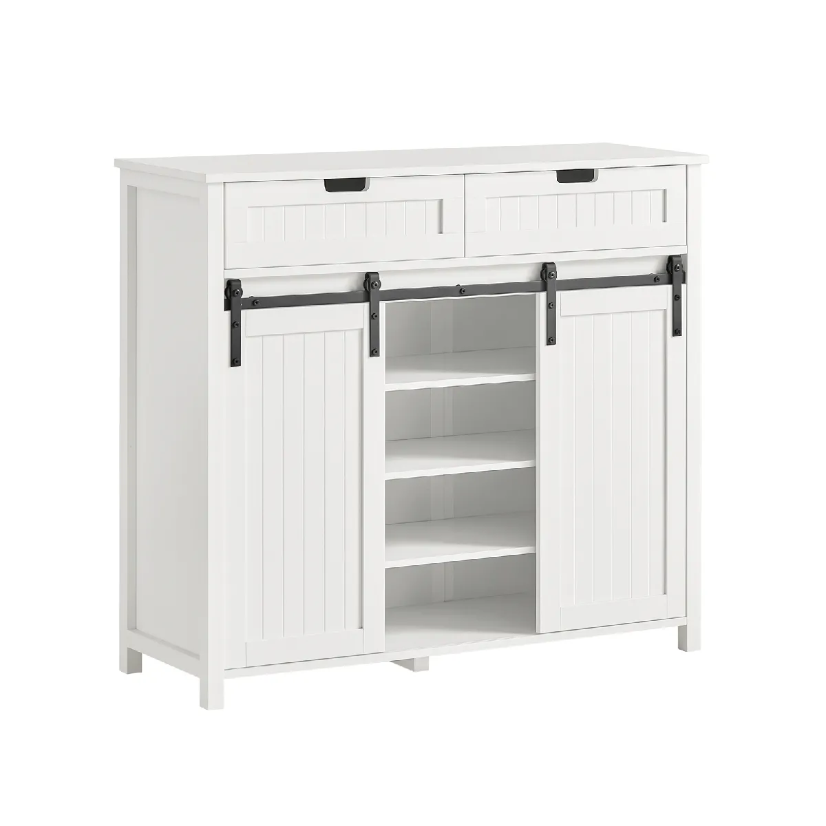 SoBuy FSB74-W Buffet Bahut, Commode Armoire de Rangement Meuble de Rangement avec 2 Portes de Grange Coulissantes et 2 Tiroirs SoBuy FSB74-W Buffet Bahut, Commode Armoire de Rangement Meuble de Rangement avec 2 Portes de Grange Coulissantes et 2 Tiroirs