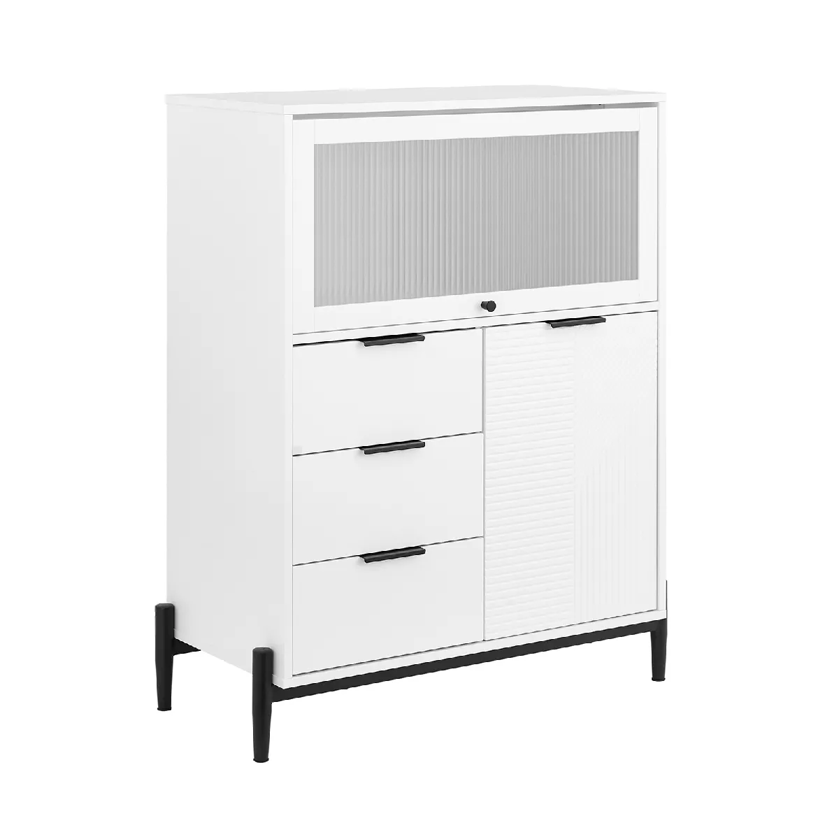 Commode d'entrée blanche avec 3 tiroirs et 2 portes L86xP40xH108 cm FSB94-W Commode d'entrée blanche avec 3 tiroirs et 2 portes L86xP40xH108 cm FSB94-W