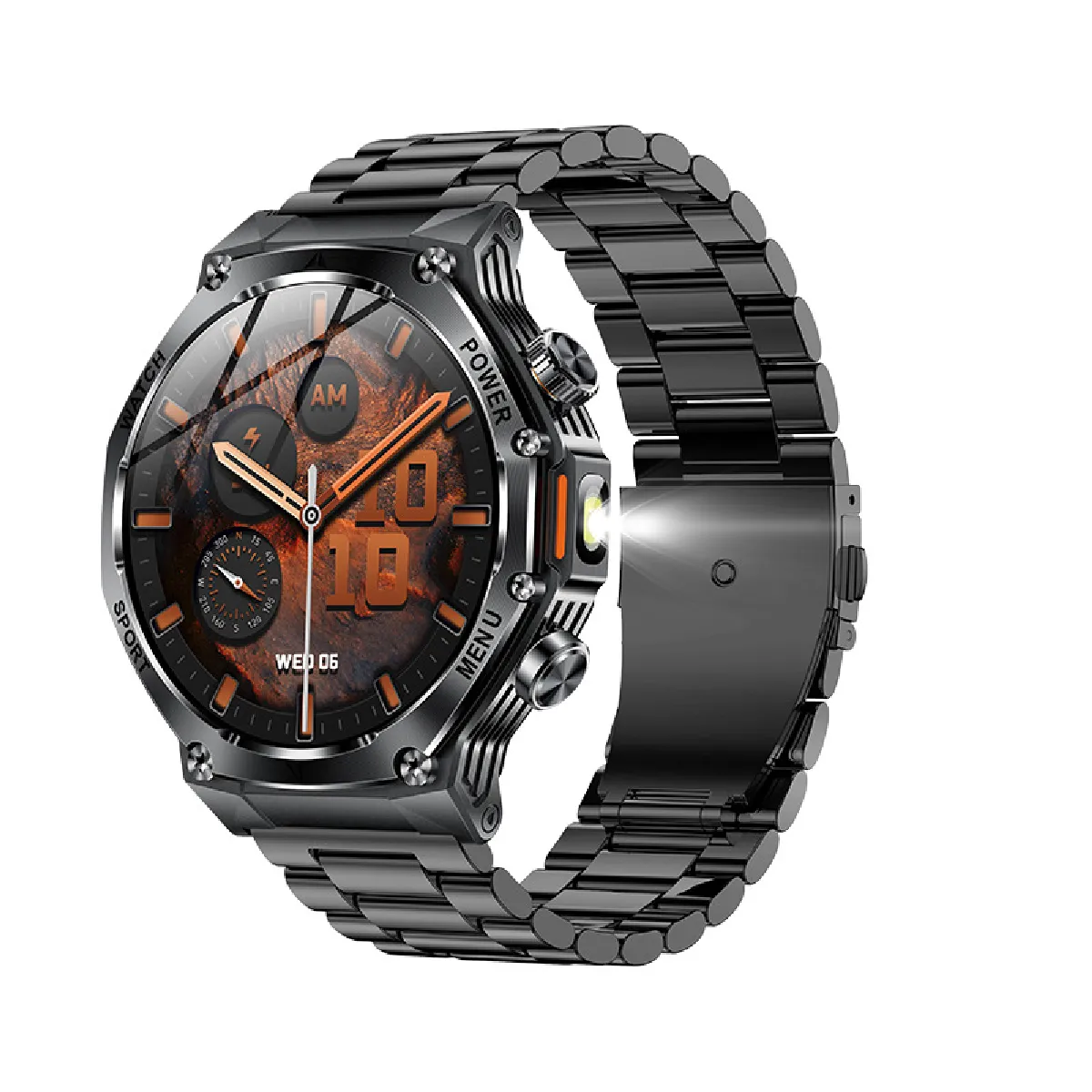 Montre Connectée AK82 - Appels Bluetooth, Lampe Torche, Étanche - Noir 02