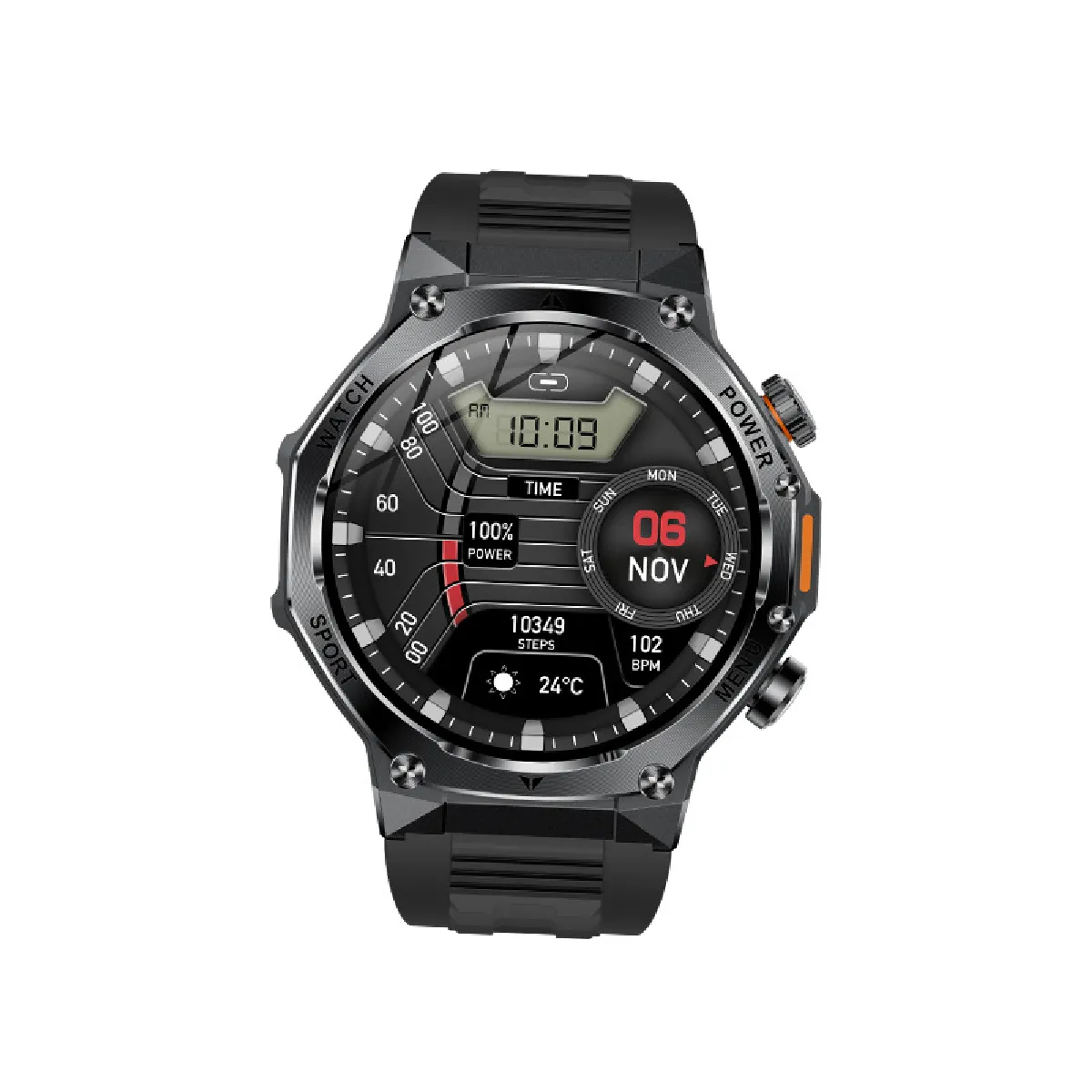 Montre Connectée AK82 - Appels Bluetooth, Lampe Torche, Étanche - Noir