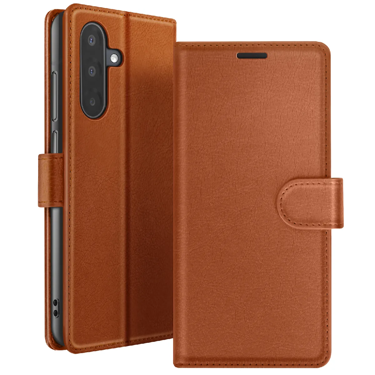 Zanaé Marron Étui Portefeuille Pour Samsung A17 Support Et Languette Magnétique