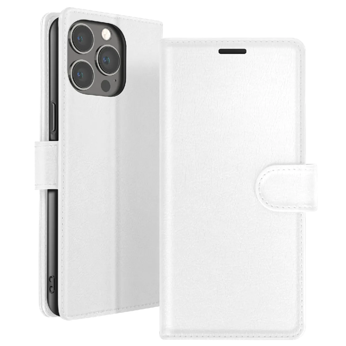 Zanaé Blanc Étui Portefeuille Pour Iphone 13 Pro Support Et Languette Magnétique